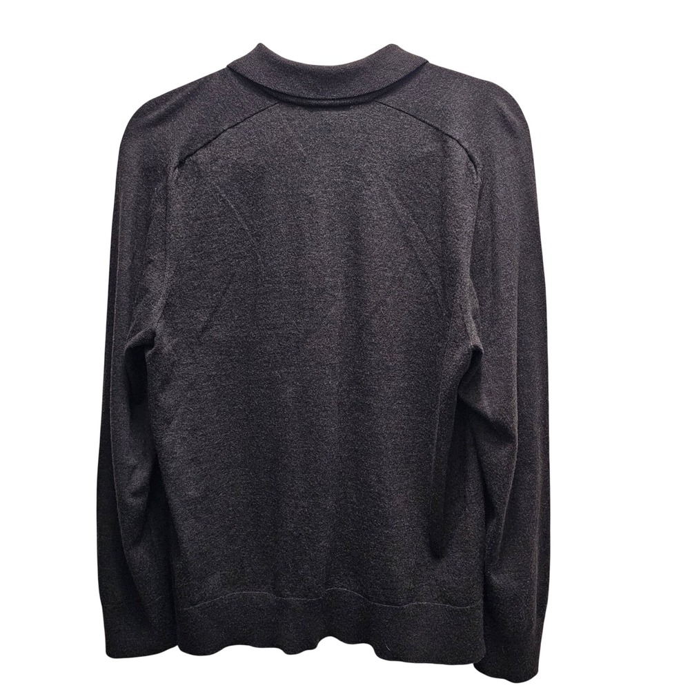 Theory Mens XL 100% Wool LS Brown Polo Regal Sweater Quiet Luxury Academia - Picture 4 of 6
